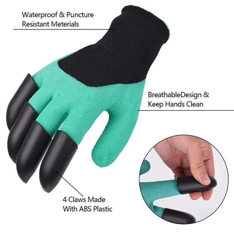 Plastic Garden Rubber Gloves 4 Hand Claw