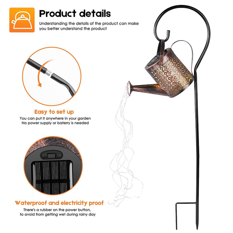 Solar Watering Can Light Hanging Kettle